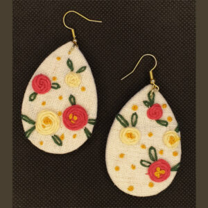 Crimson Rosetta - Handmade earrings embroidered