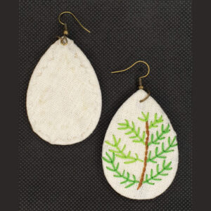Lady Fern Earrings - Embroidered handmade earrings