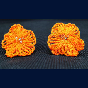 Tiger Poppy - Handmade embroidered stud earrings